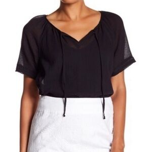 Tommy Bahama Coastview Crochet Lace Black Blouse